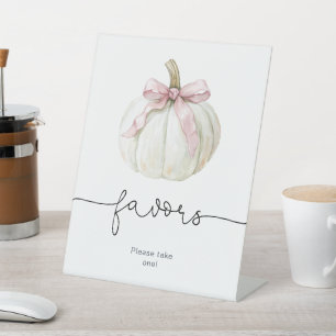 Pumpkin & Pink Bow Favours Sign Fall Baby Shower