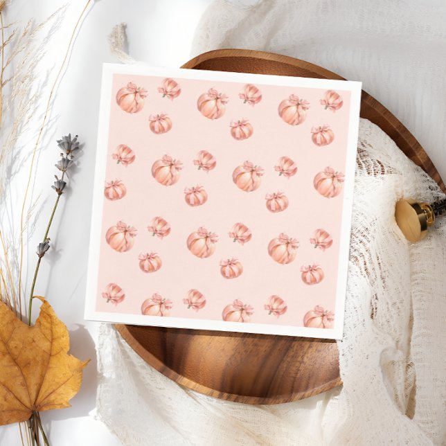 Pumpkin Pink Bow Girl Baby Shower  Napkin (Creator Uploaded)