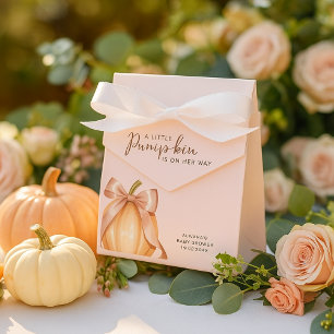 Pumpkin Pink Bow Watercolor Baby Shower Favour Box