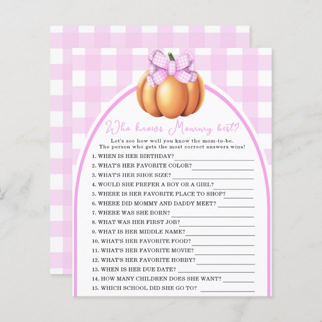 Pumpkin pink bow - Who knows mummy best (Front/Back)