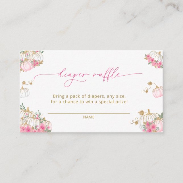 Pumpkin Pink Diaper Raffle Enclosure Card (Front)