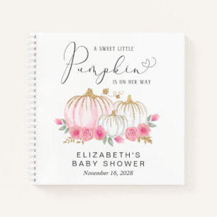Pumpkin Pink Floral Baby Girl Shower Guest Book