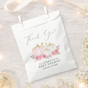 Pumpkin Pink Floral Baby Girl Shower Thank You Favour Bags