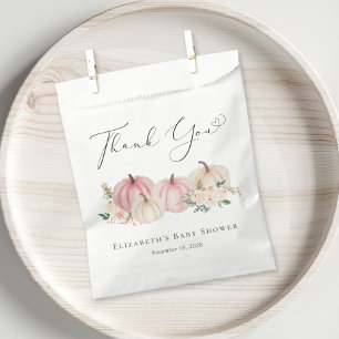 Pumpkin Pink Floral Baby Girl Shower Thank You Favour Bags