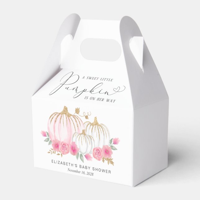 Pumpkin Pink Floral Baby Girl Shower Thank You Favour Box (Back Side)