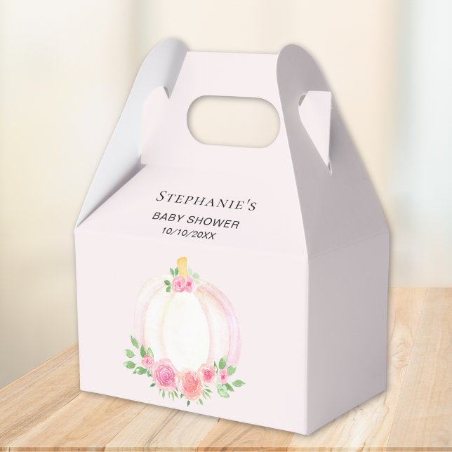 Pumpkin Pink Floral Baby Girls Fall Shower  Favour Box (Creator Uploaded)
