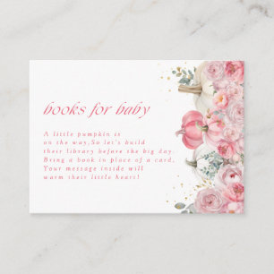 Pumpkin Pink Floral Baby Shower Books for Baby Enclosure Card