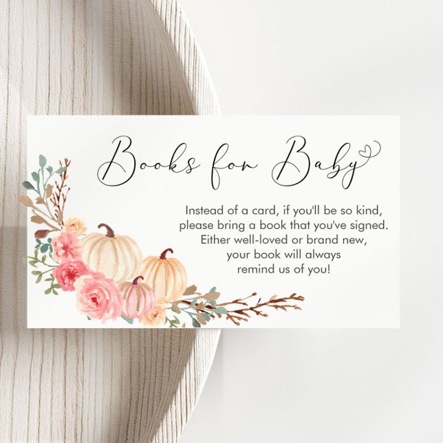Pumpkin Pink Floral Baby Shower Books For Baby Enclosure Card (Creator Uploaded)