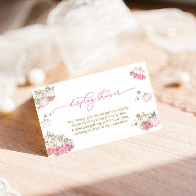 Pumpkin Pink Floral Baby Shower Display Shower Enclosure Card (Creator Uploaded)