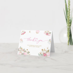 Pumpkin Pink Floral Baby Shower Thank You Card