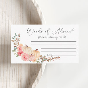 Pumpkin Pink Floral Baby Shower Words Of Advice Enclosure Card