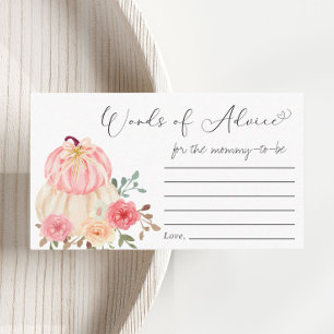 Pumpkin Pink Floral Baby Shower Words Of Advice Enclosure Card