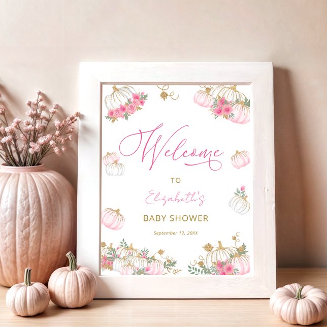 Pumpkin Pink Floral Cute Welcome Poster (Creator Uploaded)
