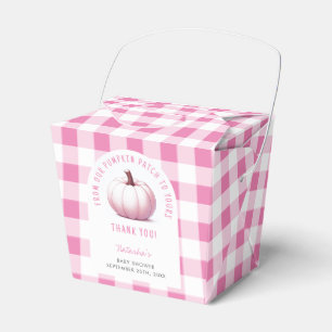 Pumpkin Pink Gingham Plaid Baby Girl Baby Shower Favour Box