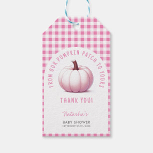 Pumpkin Pink Gingham Plaid Baby Girl Baby Shower Gift Tags