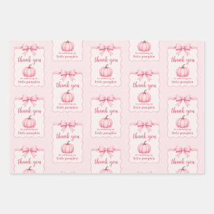 Pumpkin Pink Pastel Thank You Wrapping Paper Sheet