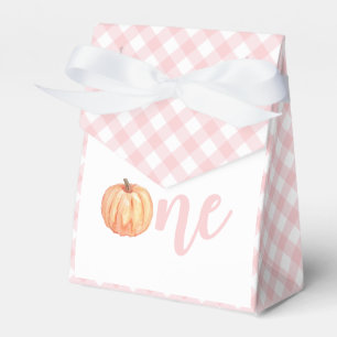 Pumpkin pink plaid first birthday favour box