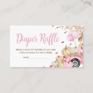 Pumpkin Pink Truck Baby Shower Diaper Raffle Enclosure Card