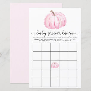 Pumpkin Pink Watercolor Bingo Baby Shower Game