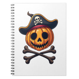 Pumpkin Pirate � Halloween Skull Shirt Notebook