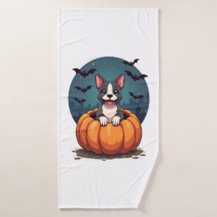 Pumpkin Pitbull Smile Bath Towel