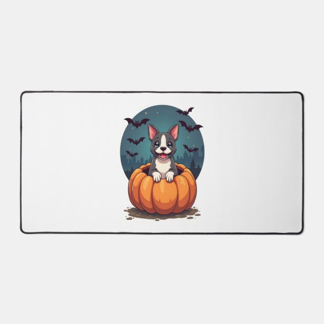 Pumpkin Pitbull Smile Desk Mat (Front)