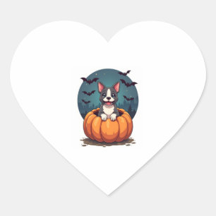 Pumpkin Pitbull Smile Heart Sticker