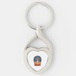 Pumpkin Pitbull Smile Key Ring