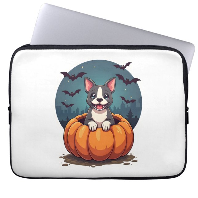 Pumpkin Pitbull Smile Laptop Sleeve (Front)