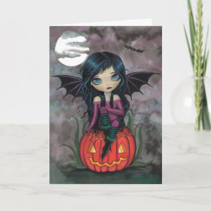 Pumpkin Pixie Cute Vampire Halloween Card