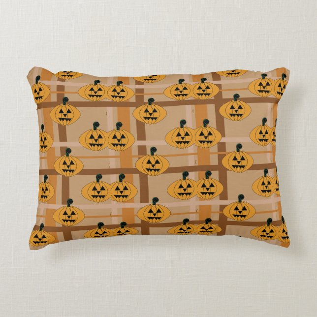 Pumpkin Plaid Decorative Cushion (Front)
