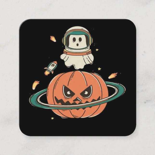 Pumpkin Planet  Square Business Card (Front)