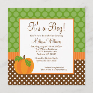 Pumpkin Polka Dot Fall Baby Shower Invitations