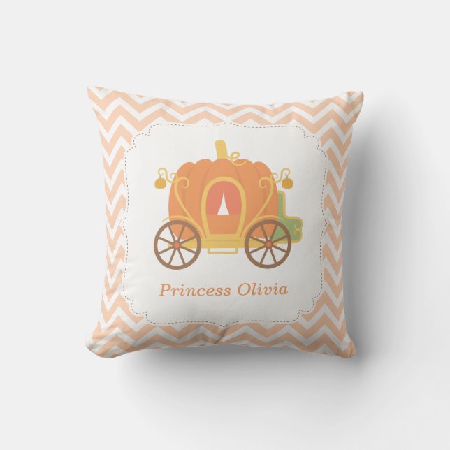 Pumpkin Princess Carriage Girls Room Personalised Cushion (Front)