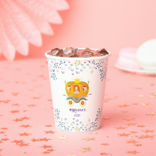 Pumpkin Princess Carriage Wildflowers Birthday Paper Cups