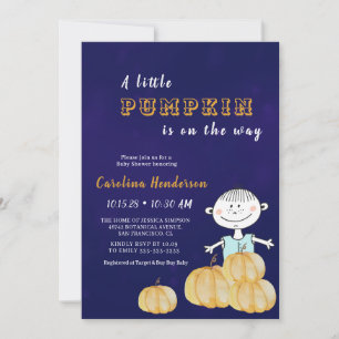 Pumpkin Purple Funny Boy Baby Shower Invitation