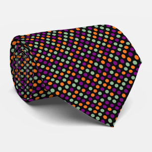 Pumpkin, Purple, Green and Black Colour Polka Dots Tie