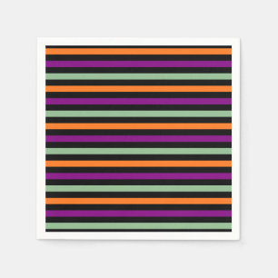 Pumpkin, Purple, Green and Black H. Stripes Paper Napkin