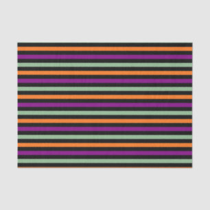 Pumpkin, Purple, Green and Black Horiz. Stripes Tissue Paper