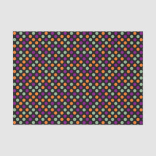 Pumpkin, Purple, Green and Black Polka Dots Tissue Paper