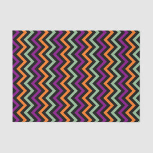 Pumpkin, Purple, Green and Black Vert. Chevron Tissue Paper