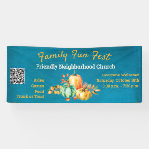 Pumpkin QR Code Church School Fall Autumn Harvest  Banner