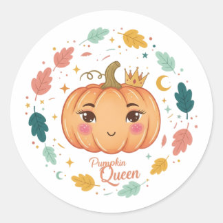 Pumpkin Queen 👑 | Cute Halloween Classic Round Sticker