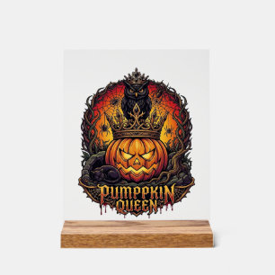 Pumpkin Queen Halloween Owl Spider Black Cat_1 Acrylic Sign