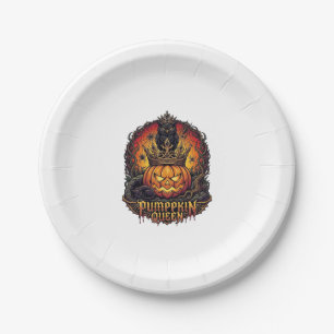 Pumpkin Queen Halloween Owl Spider Black Cat_1 Paper Plate