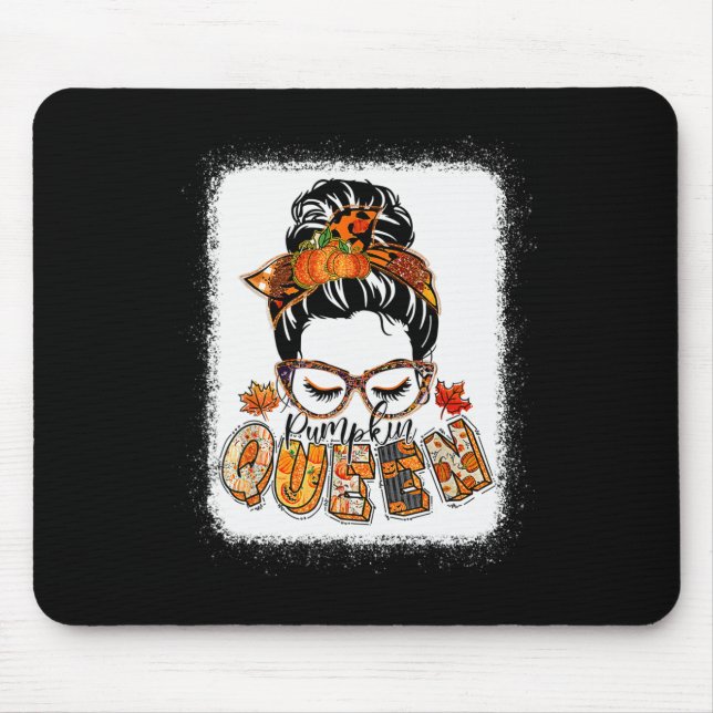 Pumpkin Queen Messy Bun Fall Pumpkin Fall Vibes Au Mouse Mat (Front)