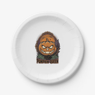 Pumpkin Queen Shirt Vintage Halloween Jack O Lante Paper Plate