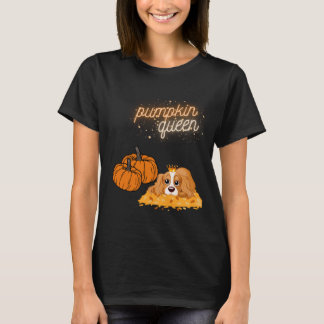 pumpkin queen welcome fall queen cavalier dog  T-Shirt