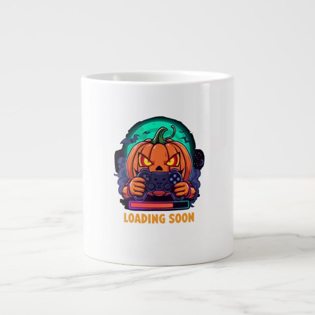 Pumpkin Quest Gamer Loading Design Large Coffee Mug (Front)