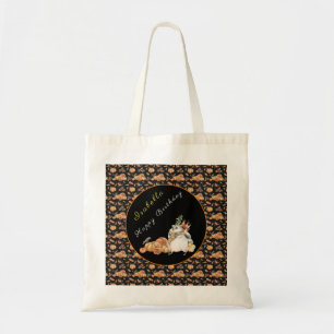 Pumpkin Racoon Customise Text and Colour Tote Bag